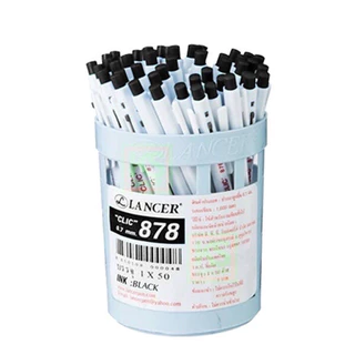 (USP)💯พร้อมส่ง💯(50ด้าม) Lancer ปากกาลูกลื่น Click 878 หัว0.7มม ลูกลื่นกด แลนเซอร์ คลิ๊ก น้ำเงิน ดำ แดง ปากกา ลูกลื่น