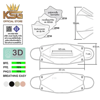 KSG หน้ากากอนามัยล็อตใหม่หนา 3 ชั้น G LUCKY 3D Face Mask 3-Layer(กล่องบรรจุ 40ชิ้น)ป้องกันฝุ่น PM2.5