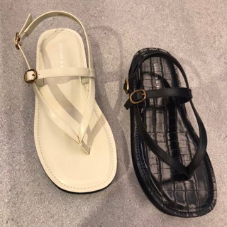 Charles&amp;keith รองเท้าแตะ รุ่น Strappy Flatform Thong Sandals CK1-80050091 แท้จากชอป พร้อมอุปกรณ์