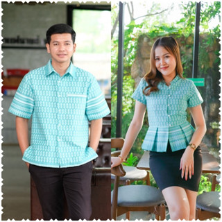 เสื้อลายตะขอ ขาย&amp;หญิง ใส่ทำงาน เสื้อคู่