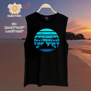 เสื้อแขนกุดลายทะเลหาดทราย เสื้อเที่ยวทะเล เสื้อหน้าร้อน Tshirt summer สงกรานต์