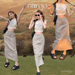 ✴︎ 20% 𝗰𝗼𝗱𝗲 BAIPOR200 ♡̶ cargo skirt กระโปรงคาร์โก้ยาว