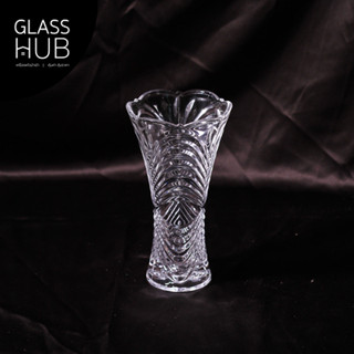 GLASS HUB - Vase 250 BL  - แจกันแก้ว ลายคริสตัล เจียระไน เหมาะสำหรับใส่ดอกไม้ ตกแต่งบ้าน