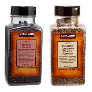 Kirkland signature 🇺🇲  Black pepper พริกไทยดำชนิดเม็ด399g และชนิดบดหยาบ 359g.