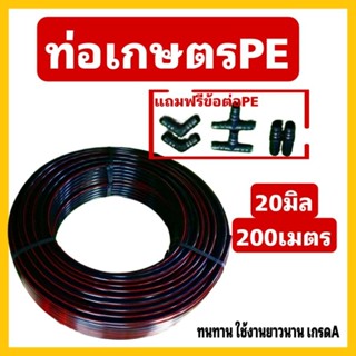 ท่อเกษตรPE 20มิล 200เมตร( คาดส้ม )เกรดAทนทาน ยาวนาน