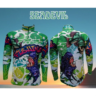 เสื้อตกปลา JK Thailand เสื้อกันยูวี ลาย SEADEVILL ป้องกันรังสี UV 80% แห้งเร็ว