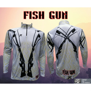 เสื้อตกปลา JK Thailand เสื้อกันยูวี ลาย FISH GUN ป้องกันรังสี UV 80% แห้งเร็ว