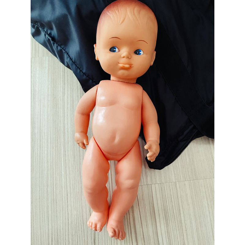 ตุ๊กตาทารก Baby Doll งานโบราณ หน้าบึ้ง ปั๊มคอ Taiwan ขนาด 12-14 นิ้ว งานแปลกสำหรับเล่นหรือสะสม
