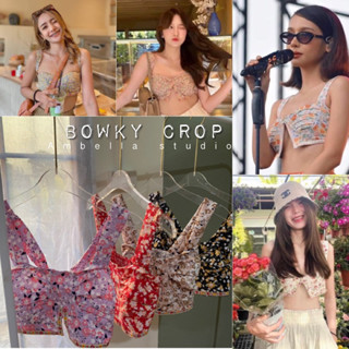 💕Bowky crop💕ครอปเสื้อกล้ามลายดอก สไตล์โบกี้ คอปเอวลอยy2k เสื้อผ้าแฟชั่นผู้หญิง