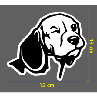 สติกเกอร์ ตัด ลายเส้น รูป หมา บีเกิ้ล ขนาด 13 x 15 ซม. สุนัข ฺBiegle dog (วัสดุเป็น PVC กันน้ำ ติด แต่ง รถ มอเตอร์ไซค์ )