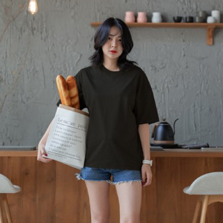 เสื้อยืดโอเวอร์ไซส์  สีดำ_Oversize ผ้านิ่มใส่สบาย Cotton  100% อยู่ทรง ไม่ร้อน