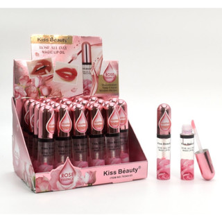 ⚡FLASH SALE⚡♡พร้อมส่ง์ KISS BEAUTY NO.70344-03 Lipgloss Rose All Day Magic Lip Oil Kiss Beauty