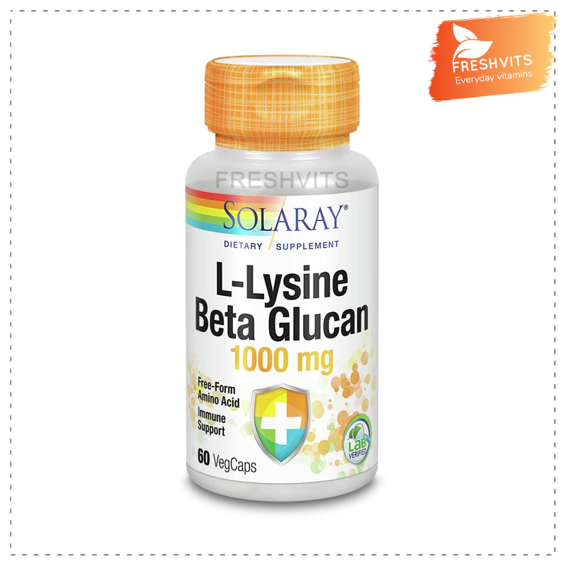 Solaray,L-Lysine &amp; Beta Glucan, 500 mg, 60 VegCaps