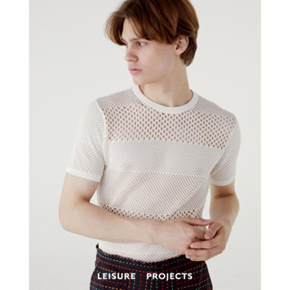 ( LEISURE PROJECTS ) KNIT BODYFIT CREW NECK T-SHIRT เสื้อคอกลมผ้าทอตะข่ายหลายขนาด