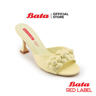 Bata บาจา ยี่ห้อ Red Label รองเท้าเสริมส้น สูง 2.5 นิ้ว รองเท้าส้นสูงแบบสวม รองเท้าส้นสูงไม่หุ้มส้น รุ่น CHALA สีเหลือง รหัส 7611156