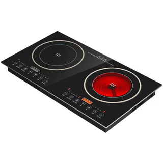 เตาแม่เหล็กไฟฟ้า กระทะเตาแม่เหล็กไฟฟ้า Double head embedded electric ceramic oven/induction cooker double cooktop