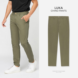 TWENTYSECOND กางเกงขายาว ทรงกระบอกเล็ก รุ่น Luka chino pants - สีเขียว / Olive