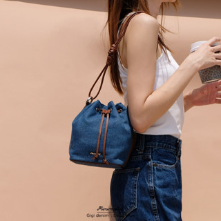 𝐌𝐈𝐍𝐈𝐌𝐀𝐋𝐈𝐒𝐓 กระเป๋าผ้ายีน ทรง bucket รุ่น Gigi denim (Deep blue) เบาแต่จุ