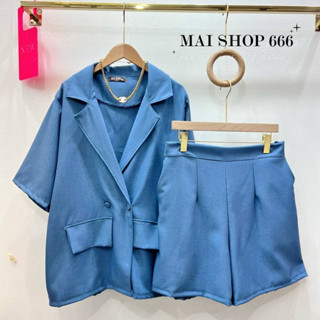 🔥Plussize🔥ชุดเซทเสื้อสูท+กางเกงคนอ้วน🔥 เสื้อ อก 42-52     กางเกง เอว 36-46
