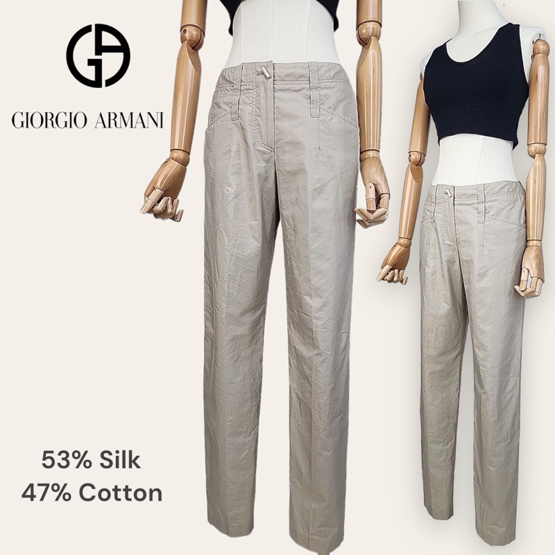 ❌sold❌G I O R G I O A   R M A N I กางเกง 53%Silk 47%Cotton Made in italy 🇮🇹 ผ้าบาง ผ้าเงานิดๆ สวยค่ะ