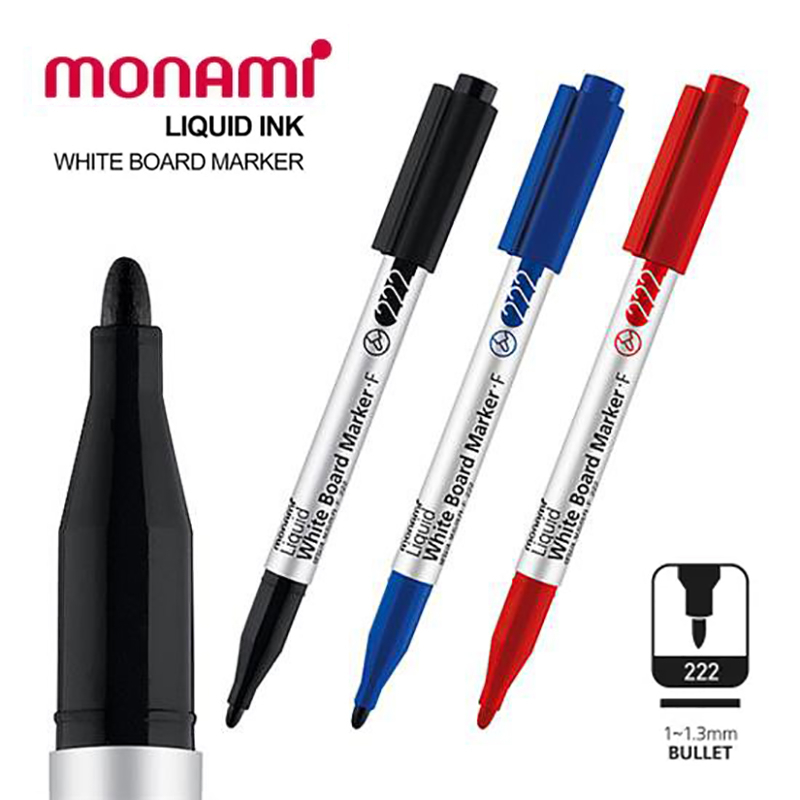 ปากกาไวท์บอร์ด โมนามิ หัวเล็กรุ่น 222  Monami Whiteboard Marker Sigma Flo Liquid F 222 [S24]