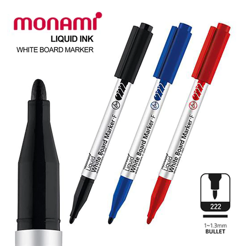 ปากกาไวท์บอร์ด โมนามิ หัวเล็กรุ่น 222 Monami Whiteboard Marker Sigma Flo Liquid F 222 [S24]