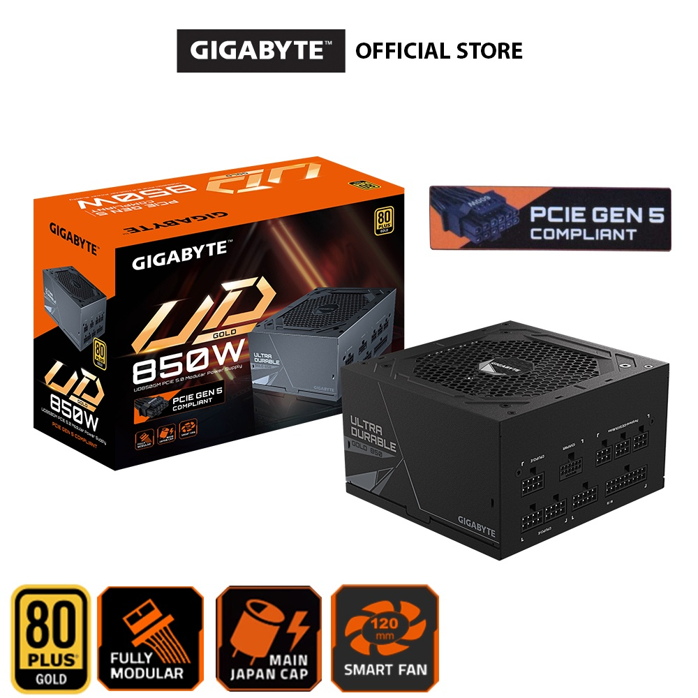 POWER SUPPLY (อุปกรณ์จ่ายไฟ) GIGABYTE UD850GM PG5 850W (80 PLUS Gold) (Support PCIe Gen 5.0) ประกัน 