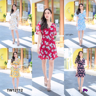 TW12712 Dress เดรสคอวีไขว้