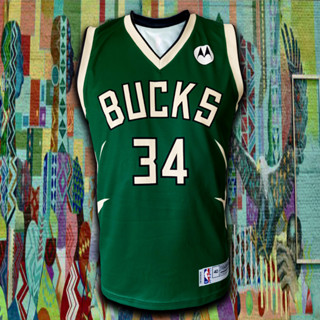 เสื้อบาส เสื้อบาสเกตบอล NBA Milwaukee Bucks ทีม มิลวอกี บักส์ #BK0037 รุ่น Earned Giannis Antetokounmpo#34 ไซส์ S-5XL