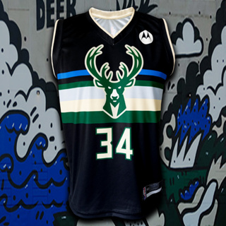 เสื้อบาส เสื้อบาสเกตบอล NBA Milwaukee Bucks ทีม มิลวอกี บักส์ #BK0038 รุ่น Statement Giannis Antetokounmpo#34 ไซส์ S-3XL