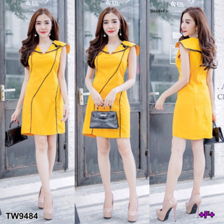 TW9484 Dress เดรสผ้ทรงคอปก แขนกุด