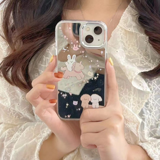 💕ส่งของขวัญ💕เคสไอโฟน 14 Pro Max 13 12 11 เคส for เคสไอโฟน11 กระต่าย กระจกเงา เคสอวกาศ พกง่ายๆ การป้องกันการตก Case