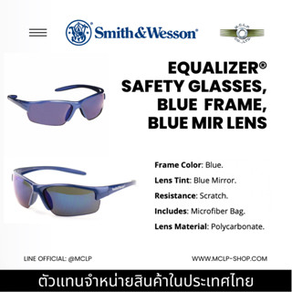 แว่นตานิรภัย Smith &amp; Wesson Equalizer พร้อมกรอบสีฟ้าและเลนส์กระจกสีฟ้า