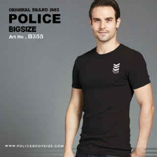 Police Bodysize เสื้อยืด ทรง Slim fit พอดีตัว สีขาว,ดำ,เทา ใส่ได้ทั้งผู้ชาย/ผู้หญิง (รหัส : F543,B355,X093)