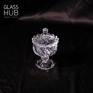 GLASS HUB - (AMORN ) TG1032 - โถแก้วเล็ก ลายคริสตัล เจียระไน มีฝาปิด ใส่เครื่องประดับ สิ่งของต่างๆ ใส่ขนม