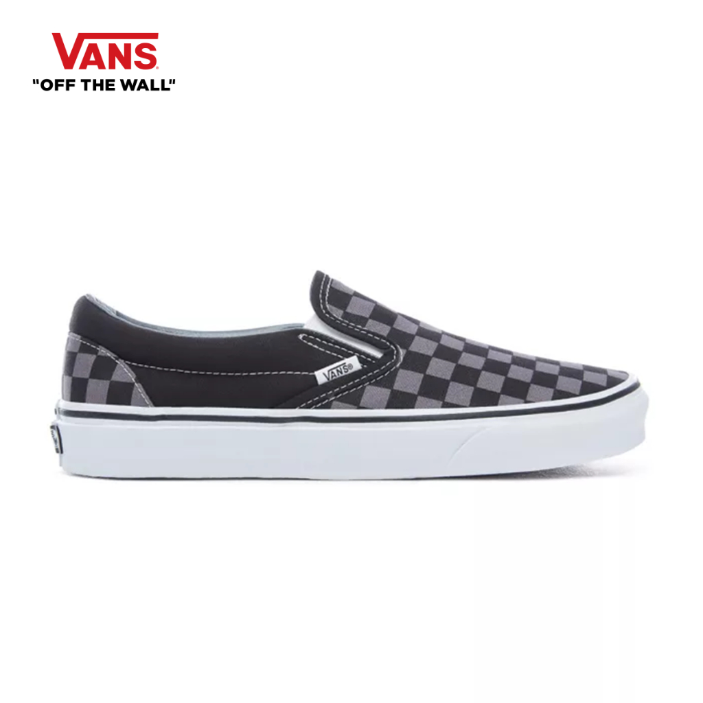 VANS CLASSIC SLIP-ON - BLACK/PEWTER CHECKERBOARD รองเท้า ผ้าใบ VANS ชาย หญิง