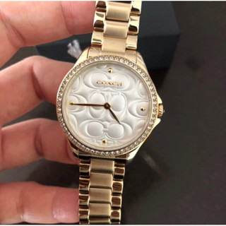 🎀 (สด-ผ่อน) นาฬิกาสีทอง 32 มิล 14503071 Coach Modern Sport Silver Dial Gold tone Ladies Watch