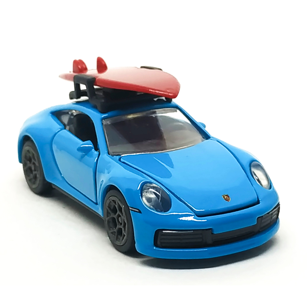 Majorette Porsche 911 Carrera S + Surfboard Blue ล้อ RT5YG Scale 1/60 (8cm) ไม่มี package