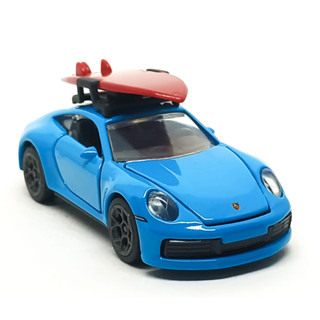 Majorette Porsche 911 Carrera S + Surfboard Blue ล้อ RT5YG Scale 1/60 (8cm) ไม่มี package