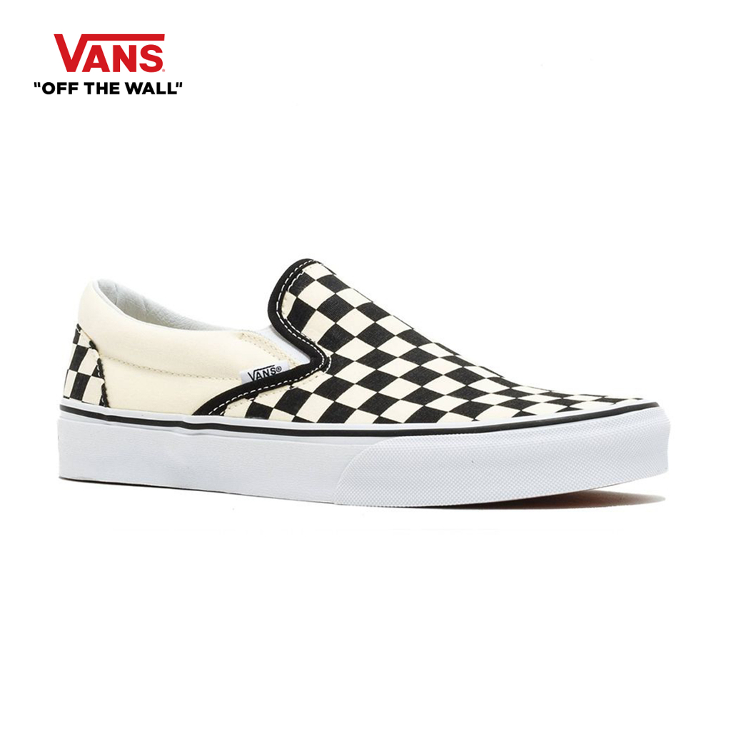 VANS CLASSIC SLIP-ON - BLK&WHTCHCKERBOARD/WHT รองเท้า ผ้าใบ VANS ชาย หญิง