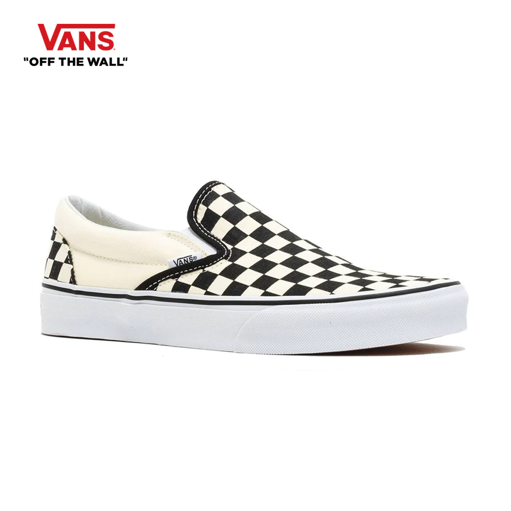 VANS CLASSIC SLIP-ON - BLK&WHTCHCKERBOARD/WHT รองเท้า ผ้าใบ VANS ชาย หญิง