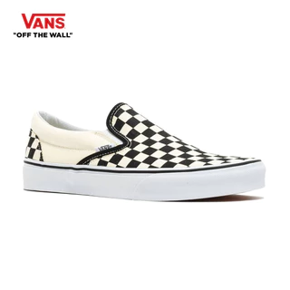 VANS CLASSIC SLIP-ON - BLK&WHTCHCKERBOARD/WHT รองเท้า ผ้าใบ VANS ชาย หญิง