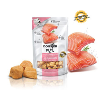 Dogster Play ขนมฟรีซดาย สำหรับสุนัข สูตรเนื้อแซลมอน 40 g.