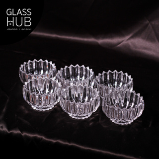 GLASS HUB( AMORN ) MAX JENOVA 12100 - ชามโบว์แก้ว พร้อมฝา ดีไซน์สวยหรู ลายคริสตัล แฮนด์เมด เนื้อใส