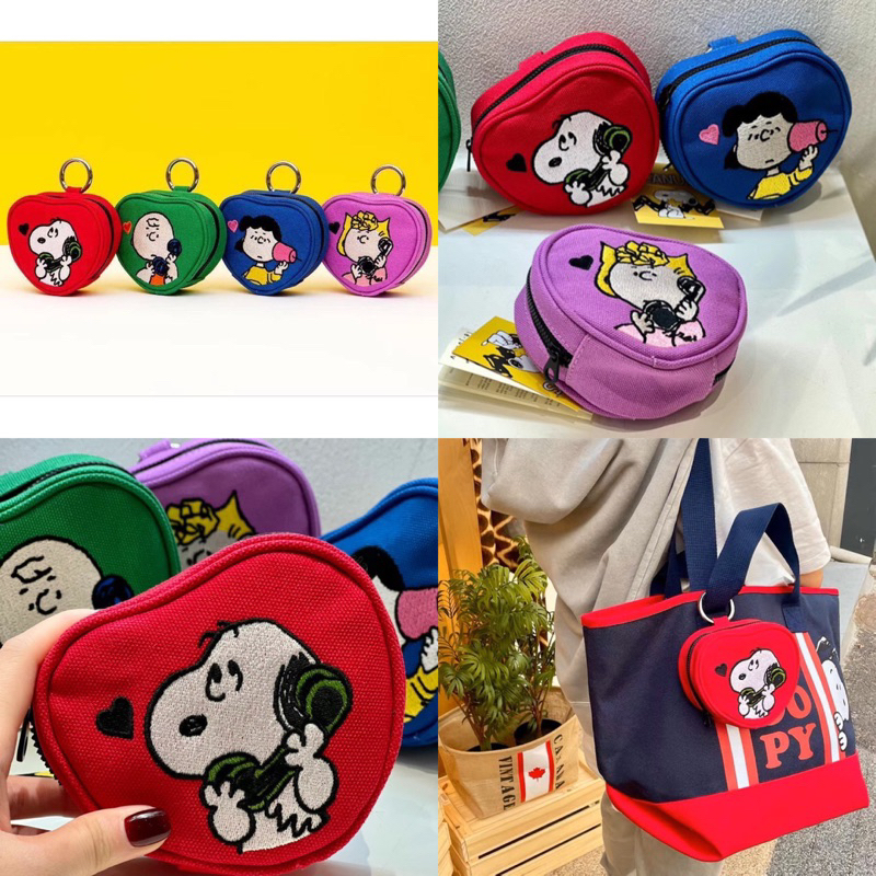กระเป๋าใส่เหรียญ กระเป๋าห้อยกระเป๋า Snoopy งานปัก น่ารักมาก ใส่บัตรได้
