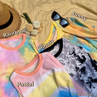 i-Closet เสื้อยืดพิมพ์ลายมัดย้อม เสื้อมัดย้อมพาสเทล TIE DYE คอกลมแขนสั้น