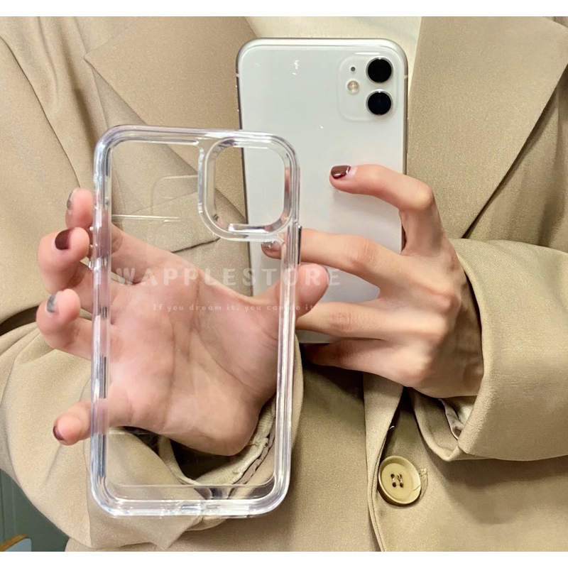wapplestore เคสใสโปร่งแสงหลังแข็งขอบนิ่ม ปุ่มเงิน เคสสำหรับรุ่นiPhone678/SE3 - 17 17Air 17pro 17promax - รูปที่ 7