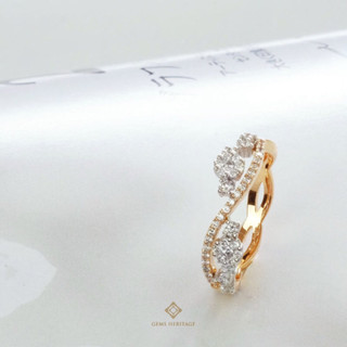 แหวนแฟชั่น Round illusion cross diamond band ring (rpw523)