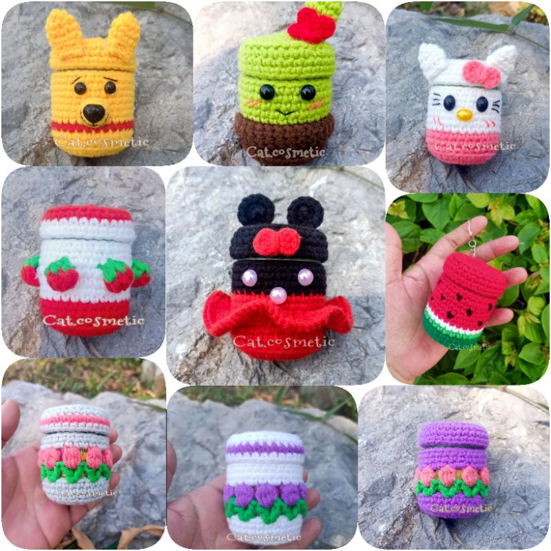 เคสยาดมหงส์ไทย กระปุกใหญ่ ขนาด 10กรัม.40กรัม. พวงกุญแจใส่ยาดม ไหมพรมถัก