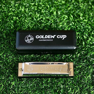 ราคาเมาท์ออแกน Harmonica ฮาร์โมนิก้า Harmonica Golden Cup 10 ช่อง คีย์ A เลือกคีย์ได้ เมาส์ออแกน สีเงิน - พร้อมส่ง